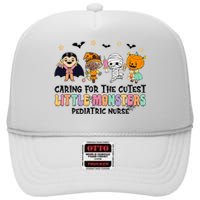 Caring For The Little Monsters Pediatric Nurse Halloween High Crown Mesh Back Trucker Hat