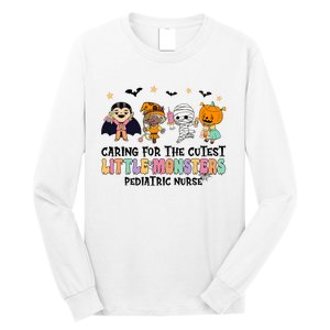 Caring For The Little Monsters Pediatric Nurse Halloween Long Sleeve Shirt