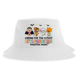 Caring For The Little Monsters Pediatric Nurse Halloween Sustainable Bucket Hat