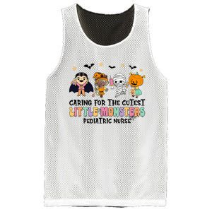 Caring For The Little Monsters Pediatric Nurse Halloween Mesh Reversible Basketball Jersey Tank