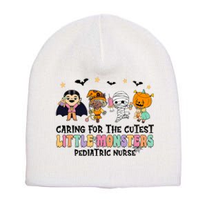 Caring For The Little Monsters Pediatric Nurse Halloween Short Acrylic Beanie