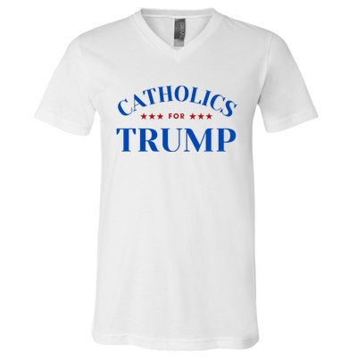 Catholics For Trump Usa Election V-Neck T-Shirt