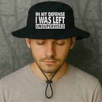 Cool Funny Tee In My Defense I Was Left Unsupervised Bucket Hat