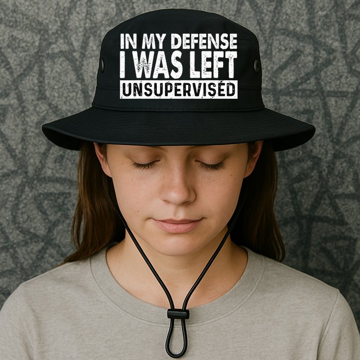 Cool Funny Tee In My Defense I Was Left Unsupervised Bucket Hat