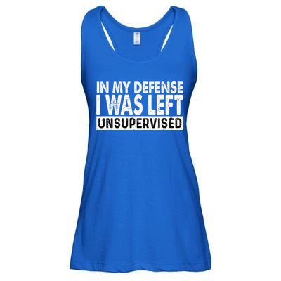 Cool Funny Tee In My Defense I Was Left Unsupervised Ladies Essential Flowy Tank