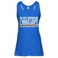 Cool Funny Tee In My Defense I Was Left Unsupervised Ladies Essential Flowy Tank