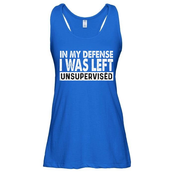 Cool Funny Tee In My Defense I Was Left Unsupervised Ladies Essential Flowy Tank