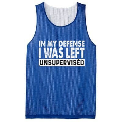 Cool Funny Tee In My Defense I Was Left Unsupervised Mesh Reversible Basketball Jersey Tank
