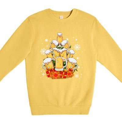 Christmas Fir Tree With Beer Ugly Xmas Beer Gift Premium Crewneck Sweatshirt