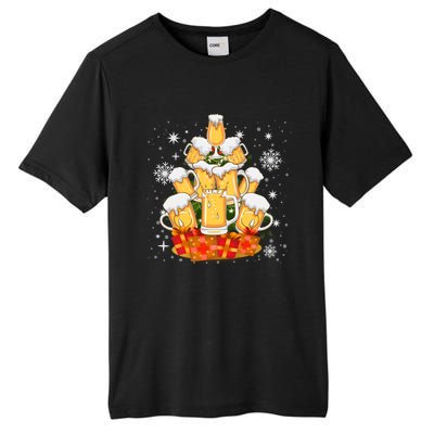 Christmas Fir Tree With Beer Ugly Xmas Beer Gift Tall Fusion ChromaSoft Performance T-Shirt