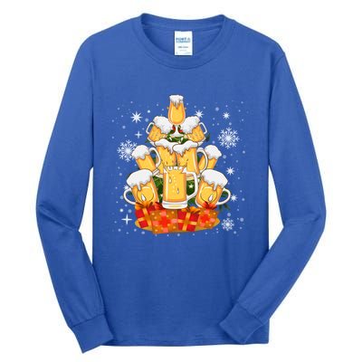 Christmas Fir Tree With Beer Ugly Xmas Beer Gift Tall Long Sleeve T-Shirt