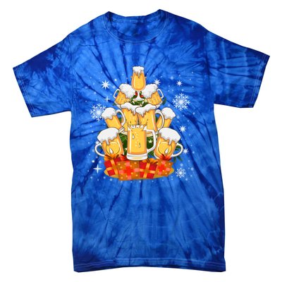 Christmas Fir Tree With Beer Ugly Xmas Beer Gift Tie-Dye T-Shirt