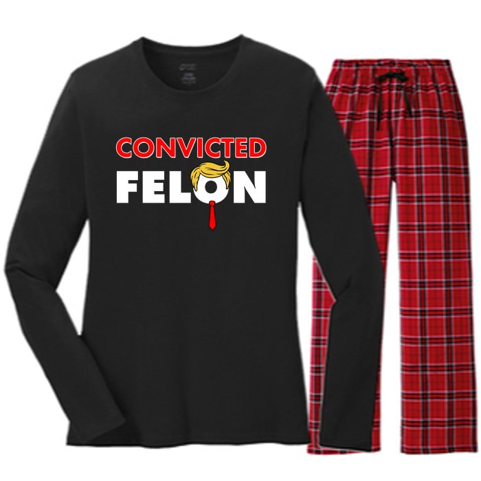 Convicted Felon Trump Women's Long Sleeve Flannel Pajama Set 