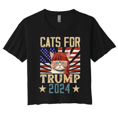 Cat For Trump 2024 Women's Crop Top Tee