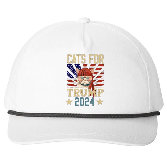 Cat For Trump 2024 Snapback Five-Panel Rope Hat