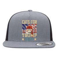 Cat For Trump 2024 Flat Bill Trucker Hat