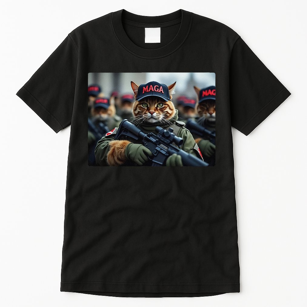 Cats For Trump Maga Army American Flag Patriotic Vote Trump Gift Tall T-Shirt