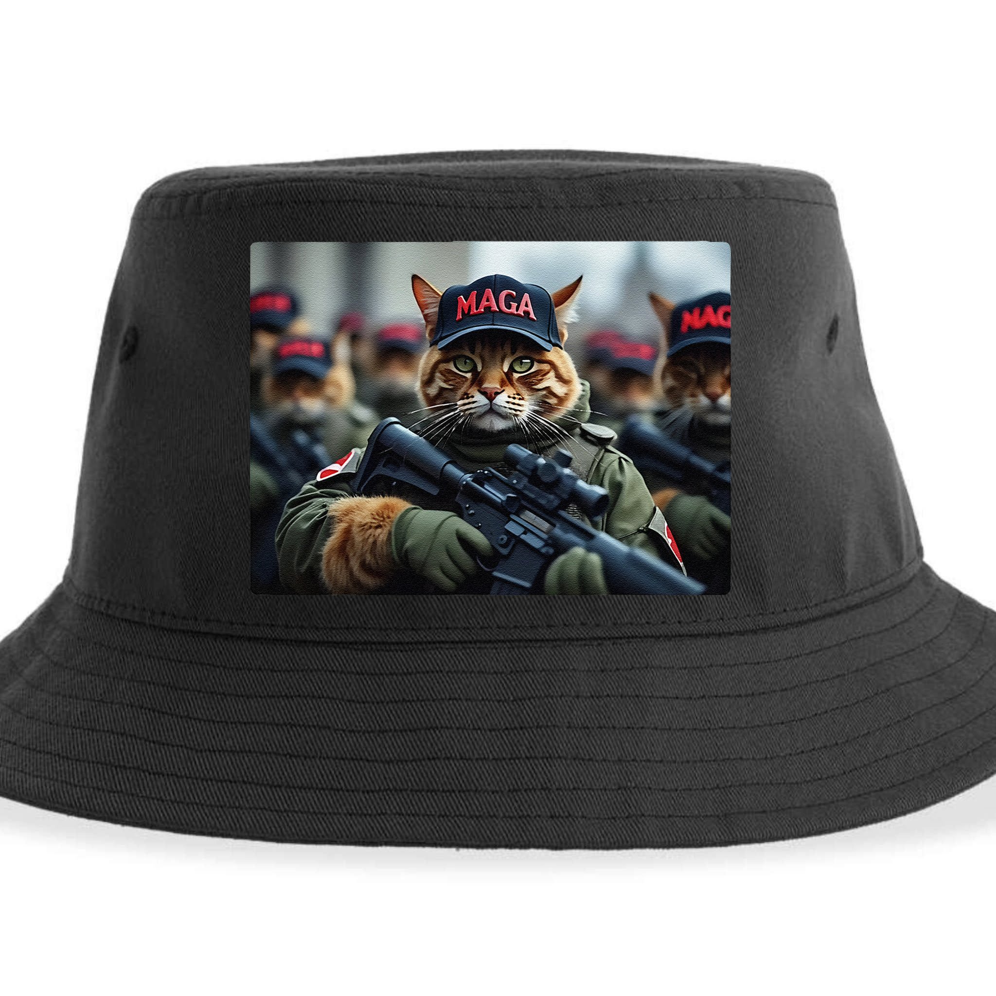 Cats For Trump Maga Army American Flag Patriotic Vote Trump Gift Sustainable Bucket Hat