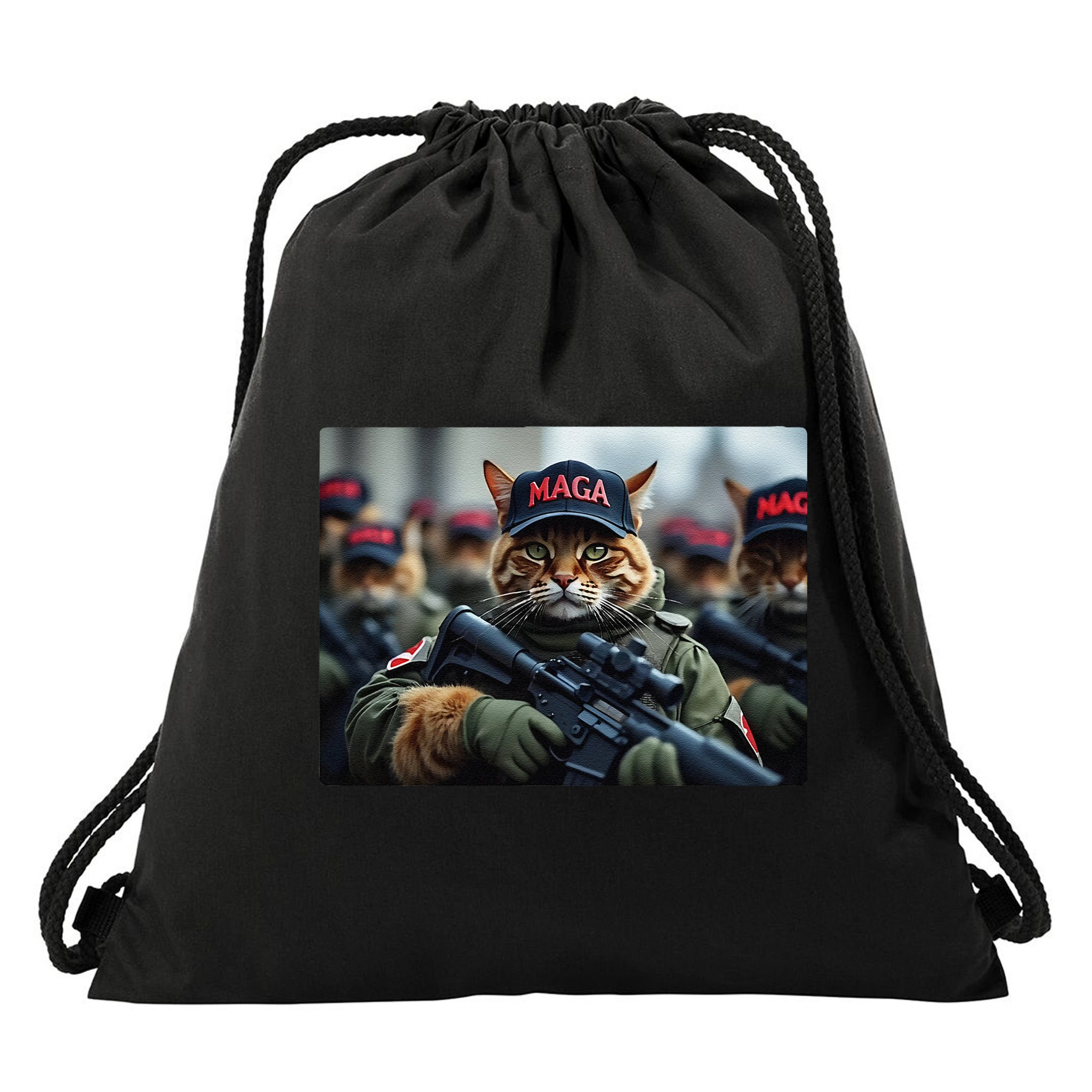 Cats For Trump Maga Army American Flag Patriotic Vote Trump Gift Drawstring Bag