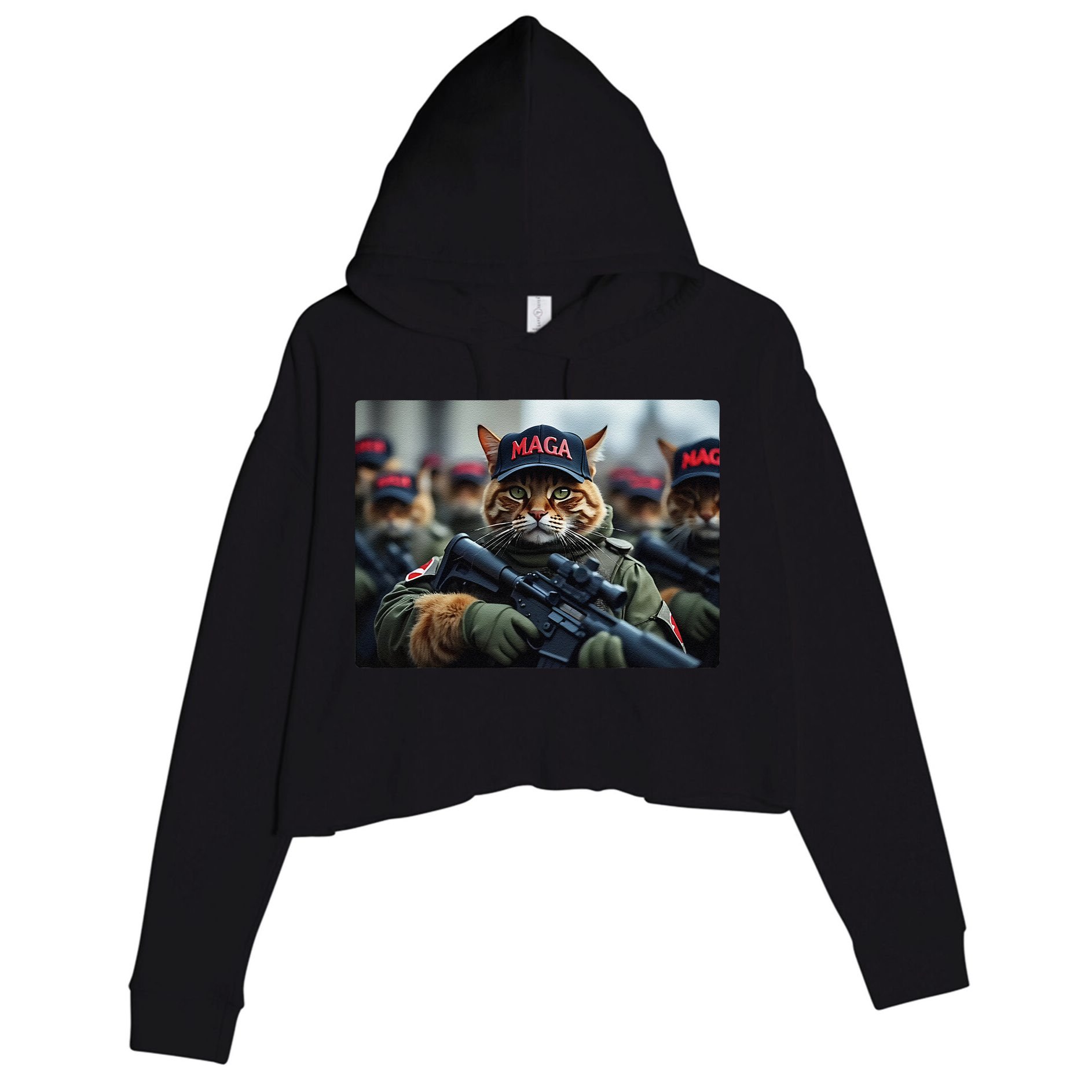 Cats For Trump Maga Army American Flag Patriotic Vote Trump Gift Crop Fleece Hoodie