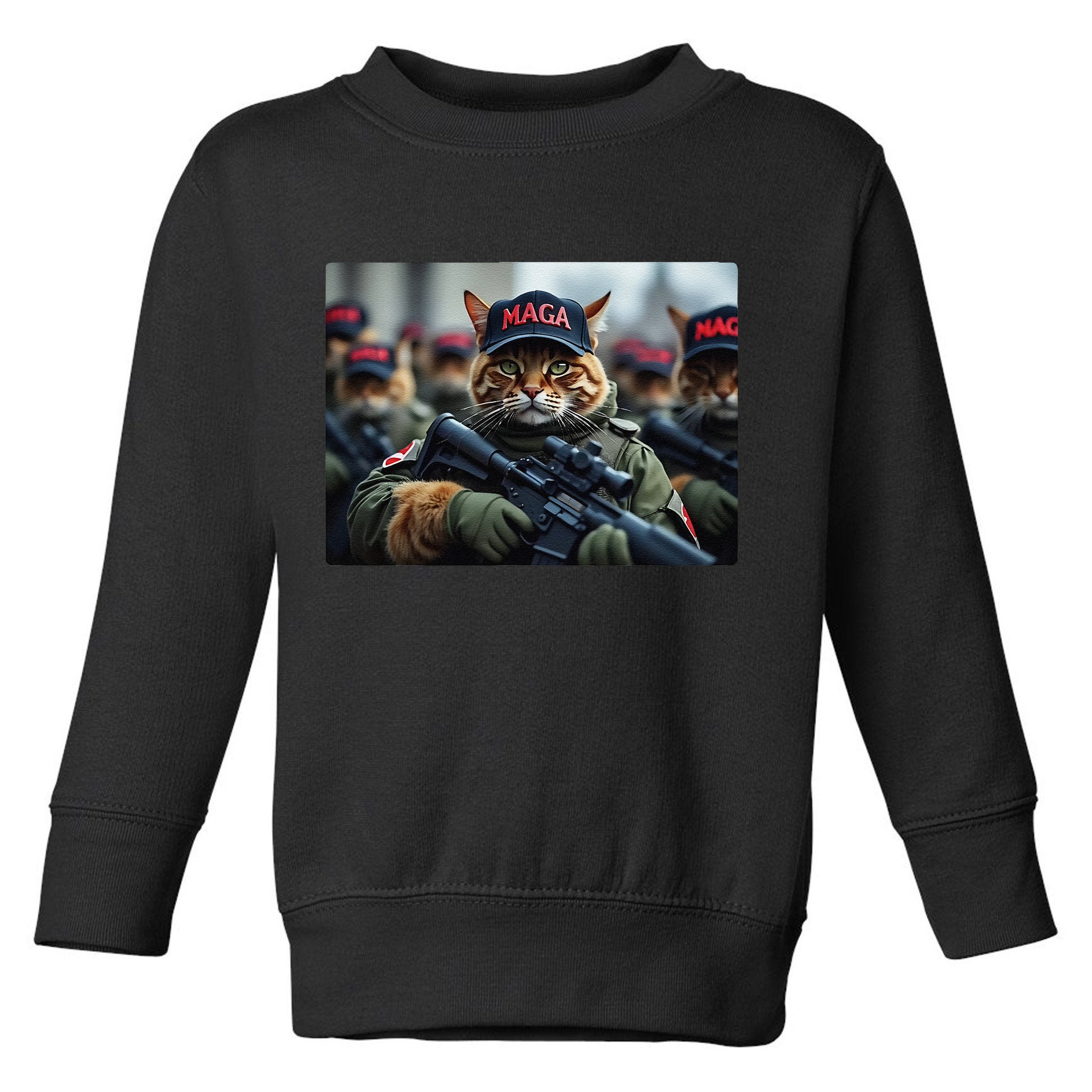 Cats For Trump Maga Army American Flag Patriotic Vote Trump Gift Toddler Sweatshirt
