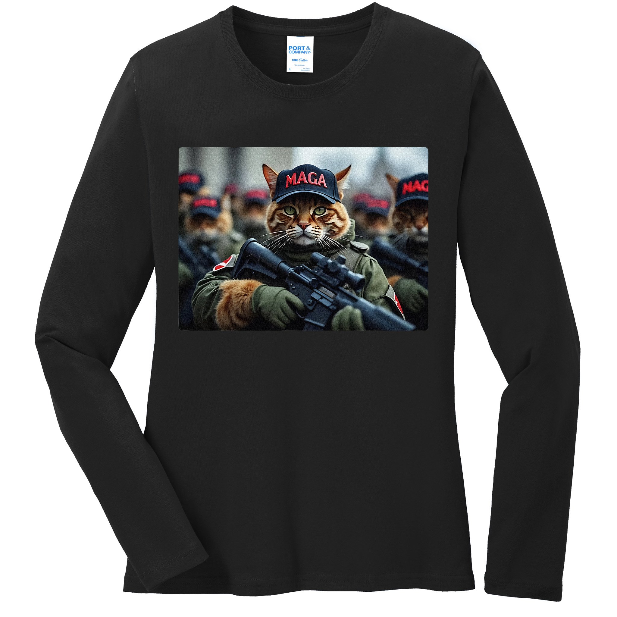 Cats For Trump Maga Army American Flag Patriotic Vote Trump Gift Ladies Long Sleeve Shirt