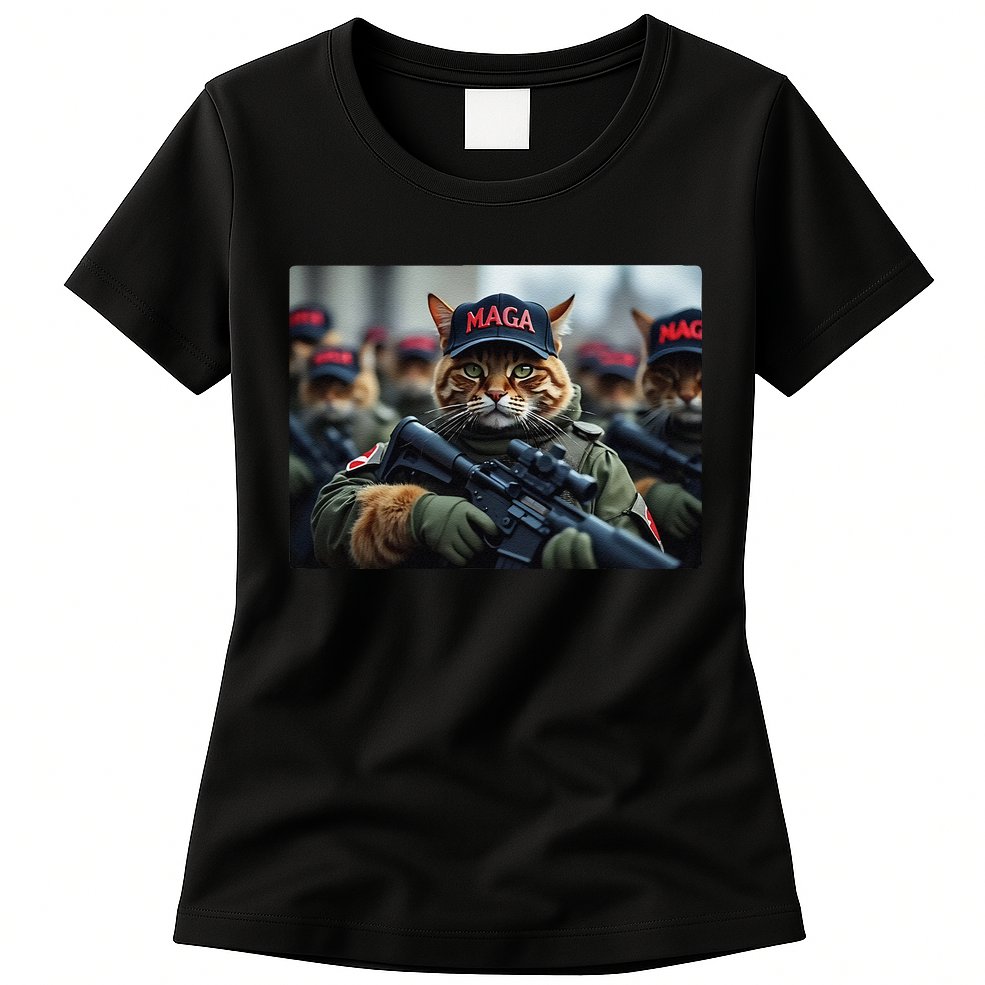 Cats For Trump Maga Army American Flag Patriotic Vote Trump Gift Womens T-Shirt