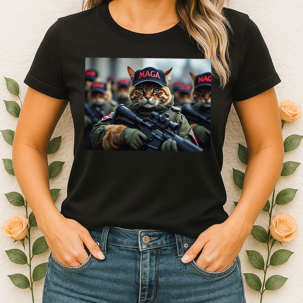 Cats For Trump Maga Army American Flag Patriotic Vote Trump Gift Womens T-Shirt