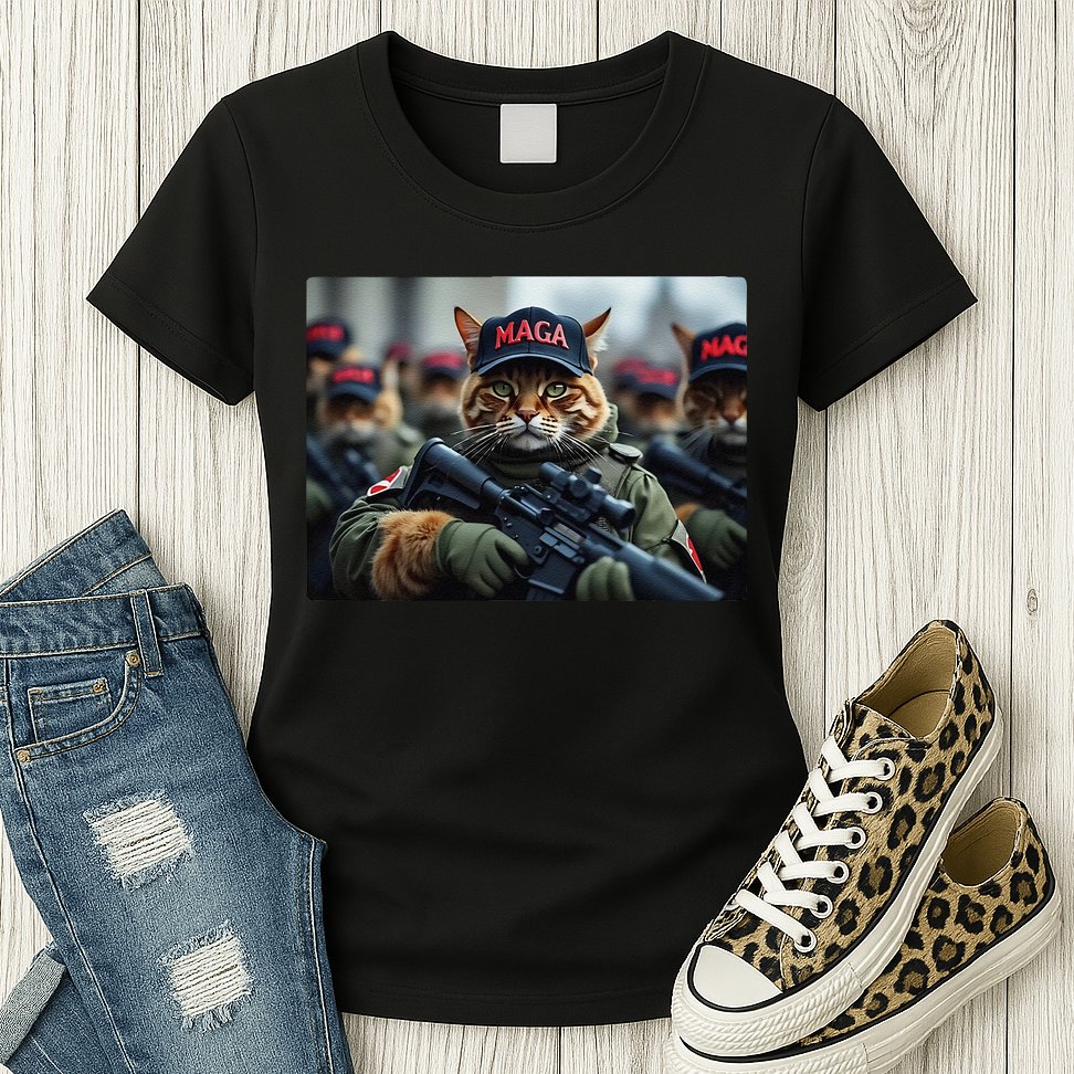 Cats For Trump Maga Army American Flag Patriotic Vote Trump Gift Womens T-Shirt