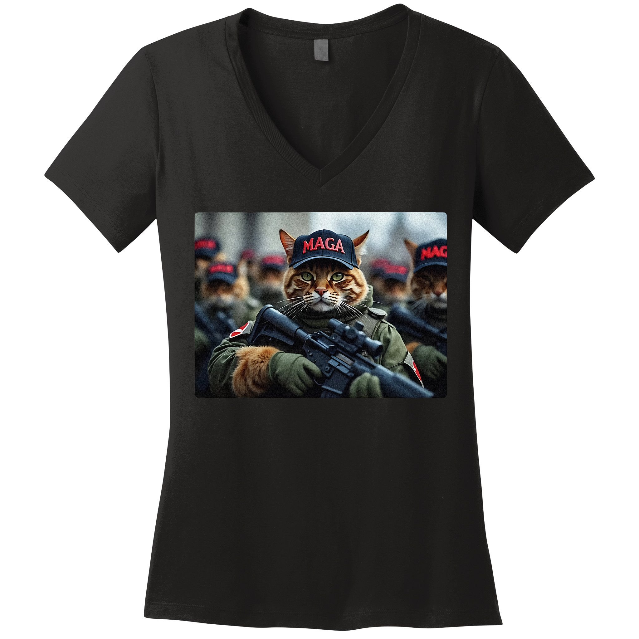 Cats For Trump Maga Army American Flag Patriotic Vote Trump Gift Women's V-Neck T-Shirt
