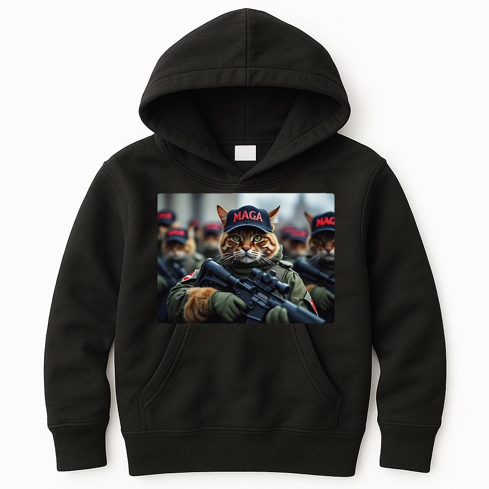 Cats For Trump Maga Army American Flag Patriotic Vote Trump Gift Kids Hoodie
