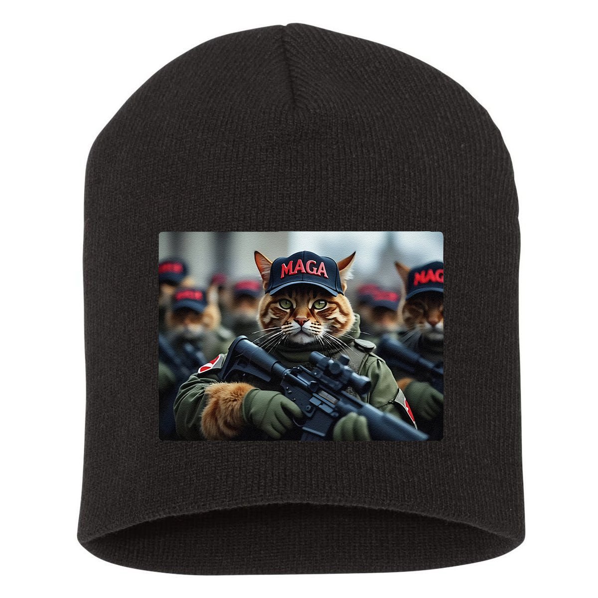 Cats For Trump Maga Army American Flag Patriotic Vote Trump Gift Short Acrylic Beanie
