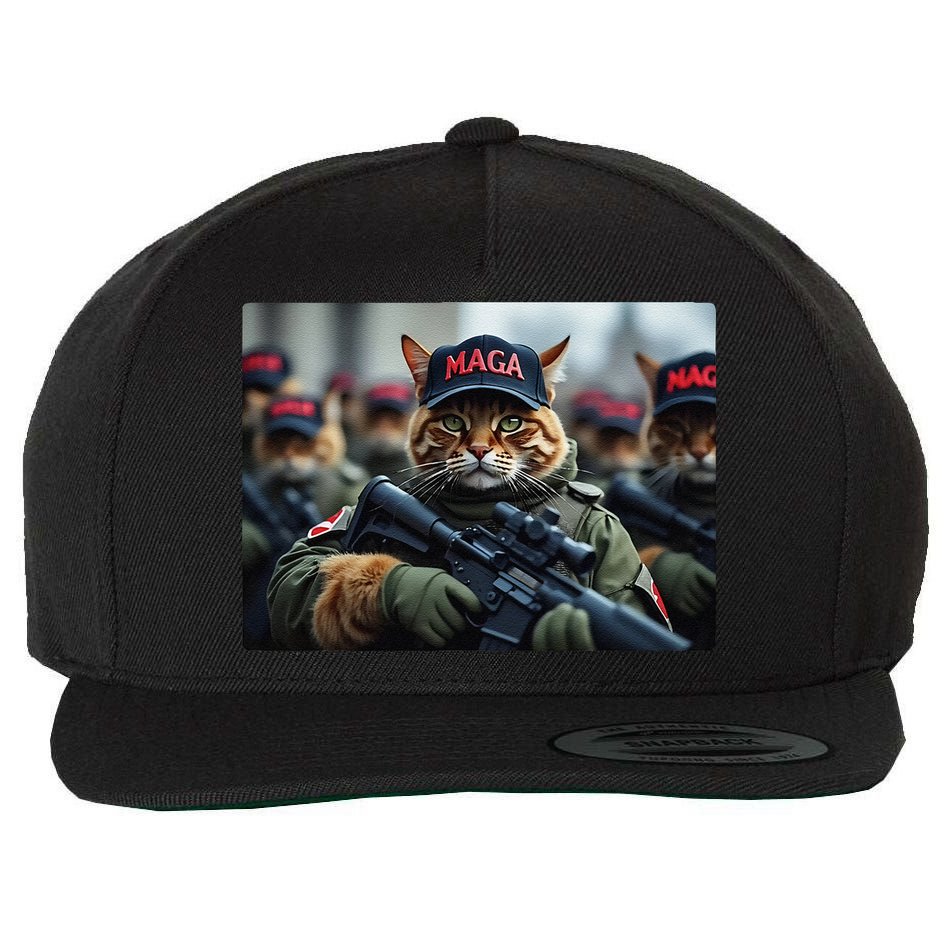 Cats For Trump Maga Army American Flag Patriotic Vote Trump Gift Wool Snapback Cap