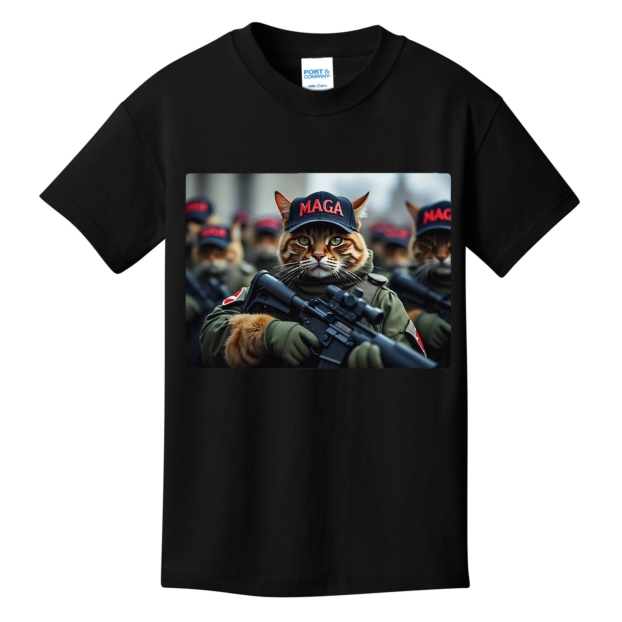 Cats For Trump Maga Army American Flag Patriotic Vote Trump Gift Kids T-Shirt