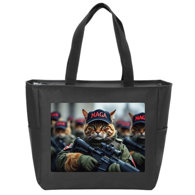 Cats For Trump Maga Army American Flag Patriotic Vote Trump Gift Zip Tote Bag