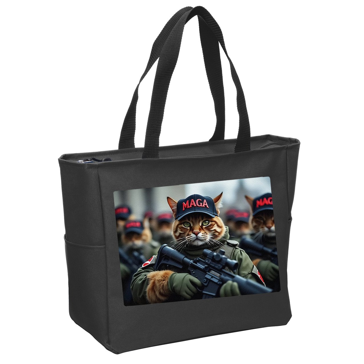 Cats For Trump Maga Army American Flag Patriotic Vote Trump Gift Zip Tote Bag