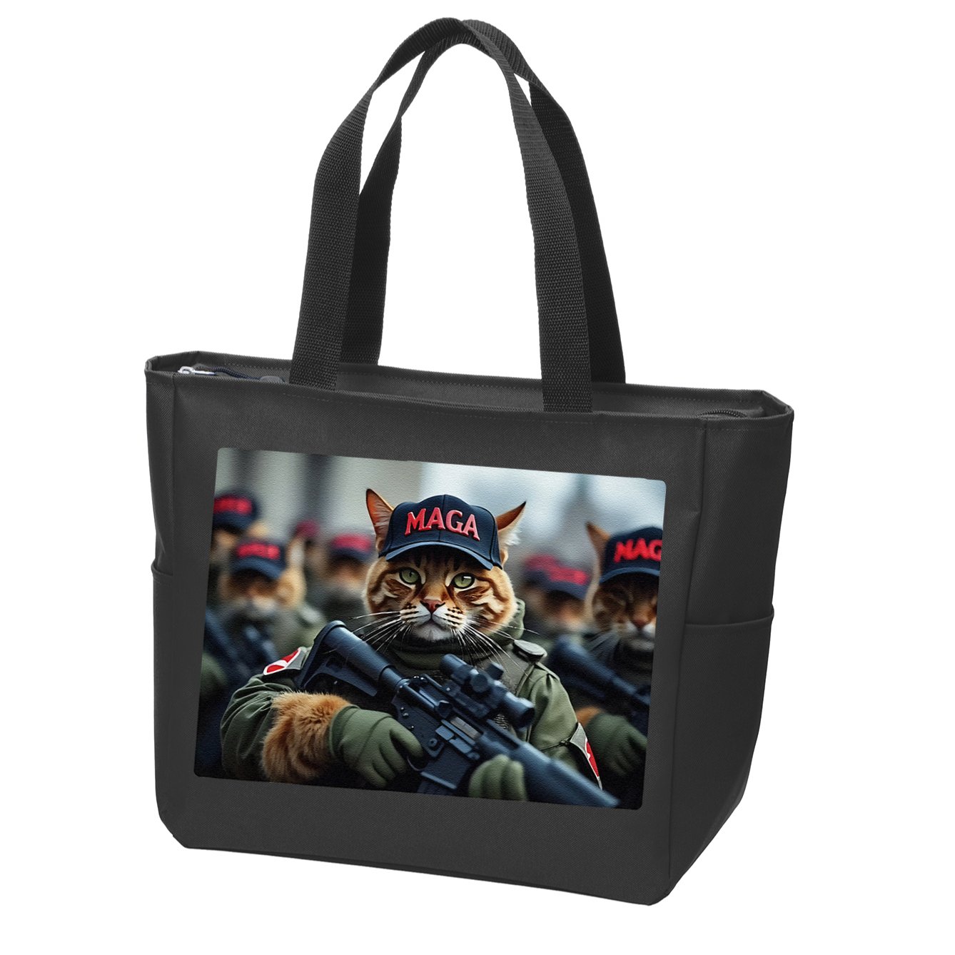 Cats For Trump Maga Army American Flag Patriotic Vote Trump Gift Zip Tote Bag