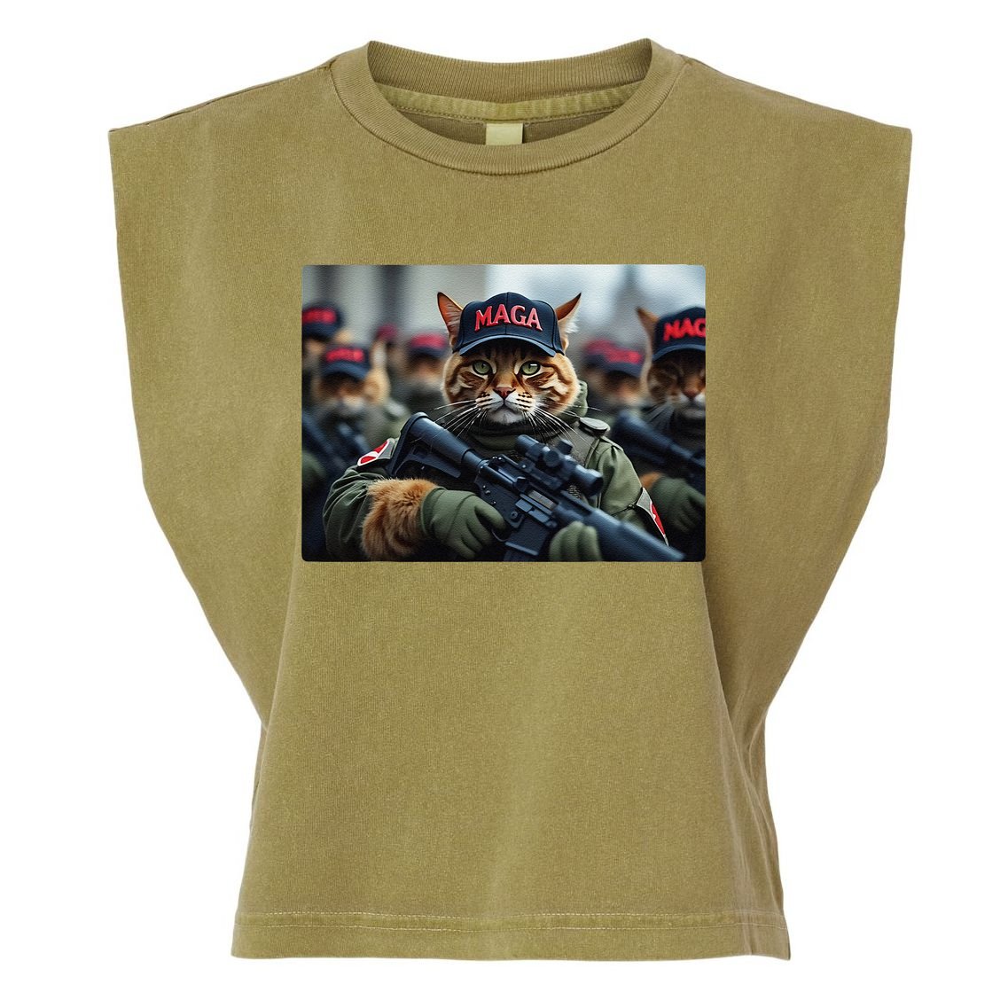 Cats For Trump Maga Army American Flag Patriotic Vote Trump Gift Garment-Dyed Women's Muscle Tee