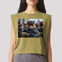 Cats For Trump Maga Army American Flag Patriotic Vote Trump Gift Garment-Dyed Women's Muscle Tee