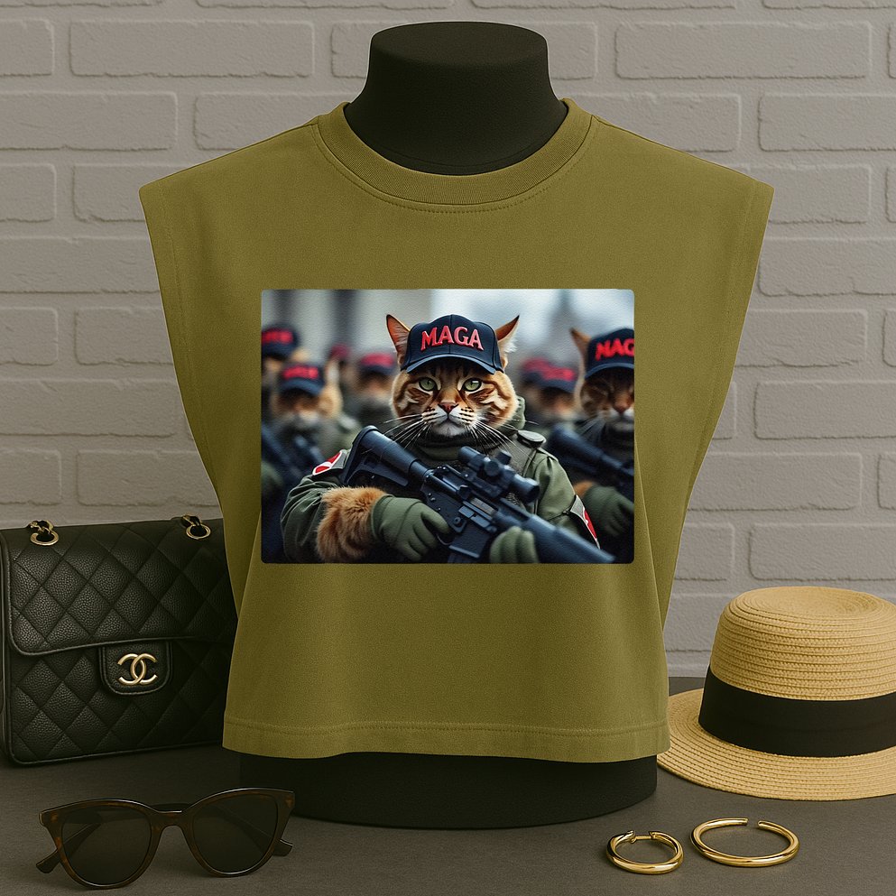 Cats For Trump Maga Army American Flag Patriotic Vote Trump Gift Garment-Dyed Women's Muscle Tee