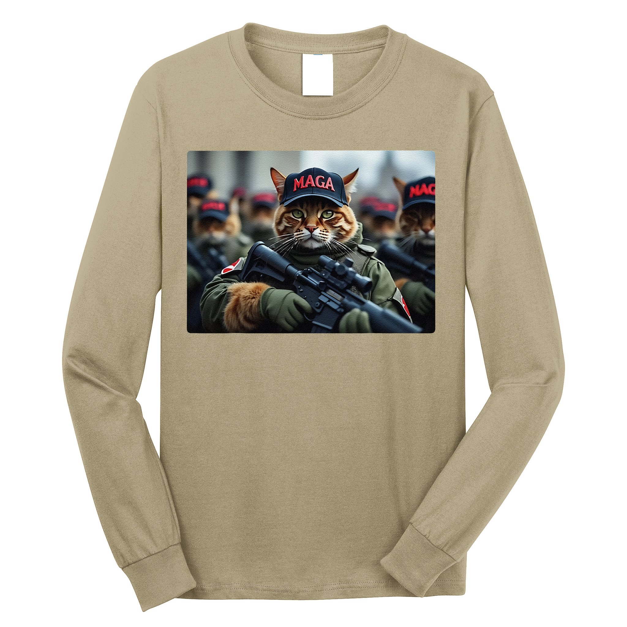 Cats For Trump Maga Army American Flag Patriotic Vote Trump Gift Long Sleeve Shirt