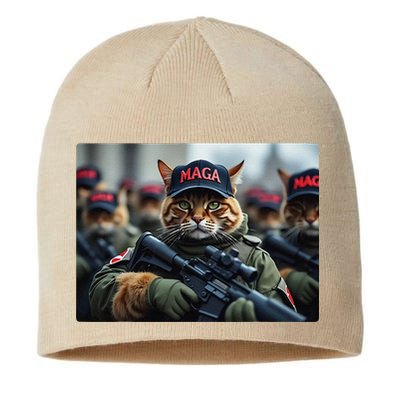 Cats For Trump Maga Army American Flag Patriotic Vote Trump Gift Sustainable Beanie