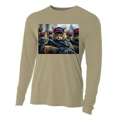 Cats For Trump Maga Army American Flag Patriotic Vote Trump Gift Cooling Performance Long Sleeve Crew