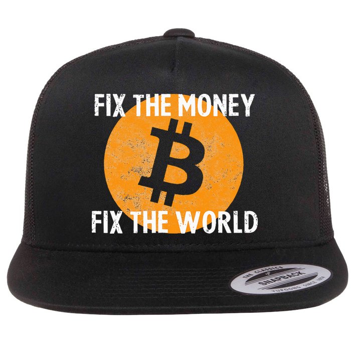 Crypto Fix The Money Fix The World Bitcoin Quote Flatbill Hat