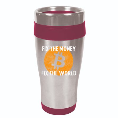 Crypto Fix The Money Fix The World Bitcoin Quote 16oz Travel Tumbler