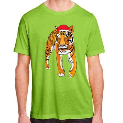 Christmas Funny Tiger Santa Hat Xmas Pajama For Adult ChromaSoft Performance T-Shirt