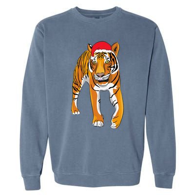 Christmas Funny Tiger Santa Hat Xmas Pajama For Garment-Dyed Sweatshirt