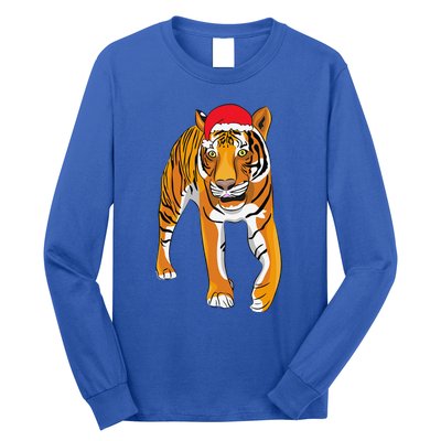 Christmas Funny Tiger Santa Hat Xmas Pajama For Long Sleeve Shirt