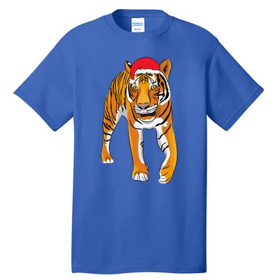 Christmas Funny Tiger Santa Hat Xmas Pajama For Tall T-Shirt