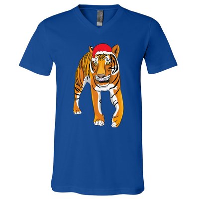 Christmas Funny Tiger Santa Hat Xmas Pajama For V-Neck T-Shirt